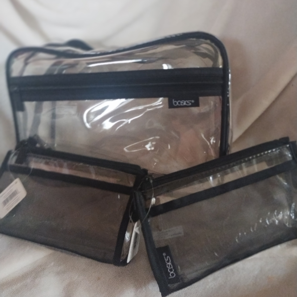 Clear Travel Pouch Set with Black Trim